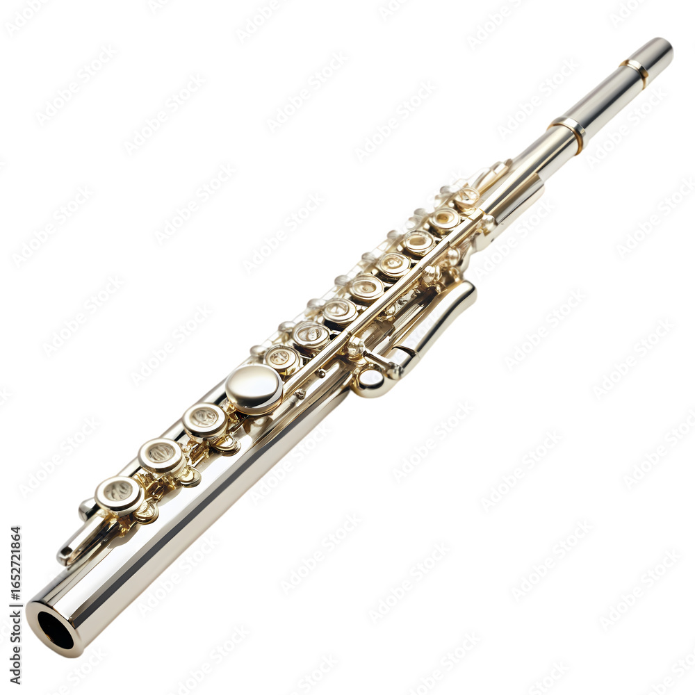 Fototapeta premium Silver Flute A Musical Instrument