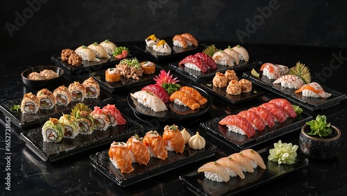 Traditional sushi and assor...
