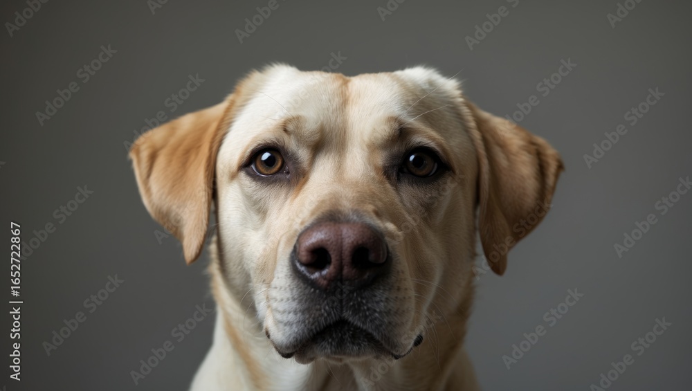 Studio portrait of a Labrador crossbreed focusing on the face Studio portrait of a Labrador crossbreed focusing on the face