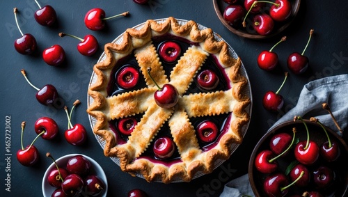 Tasty cherry pie made at ho...
