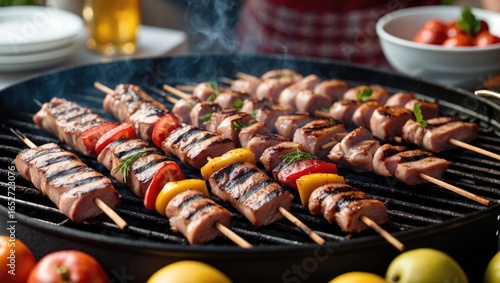 Preparing pork shashlik on ...