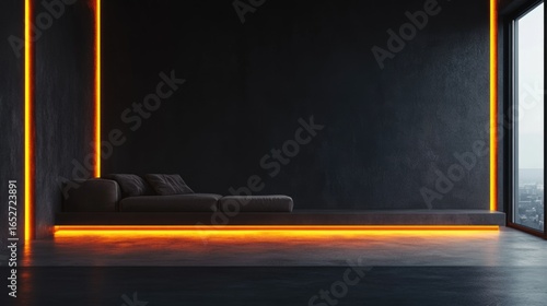 Urban living room with ambient lighting