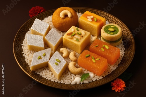 Variety of Indian sweet del...