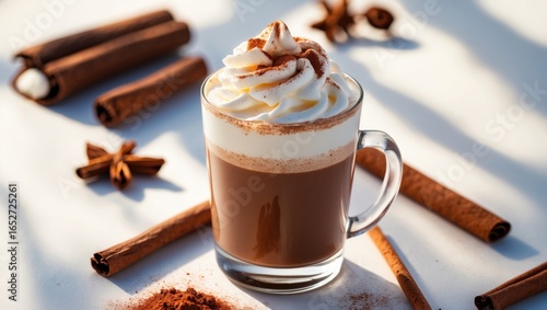 A tall glass of warm hot ch...