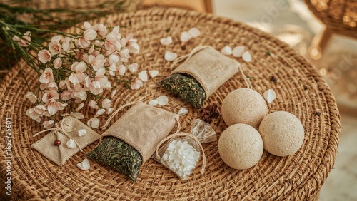 Spa scene featuring flower,...