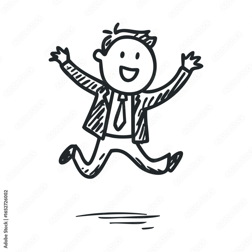 Fototapeta premium Businessman jumping with joy to celebrate success and achievement
