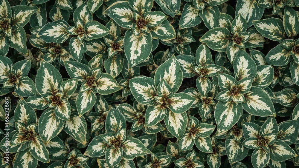 Obraz premium Abstract texture featuring bright leaves of a decorative plant in a garden setting