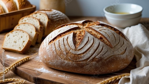 Homemade crusty sourdough b...