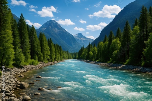 Epic mountain river with br...