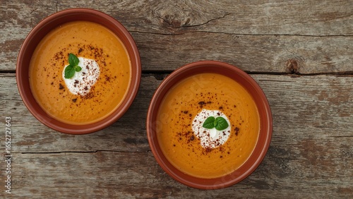 Vegetarian pumpkin soup wit...