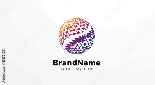 Abstract sphere logo design global network tech brand identity