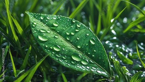 Leaf with dew drops illustr...