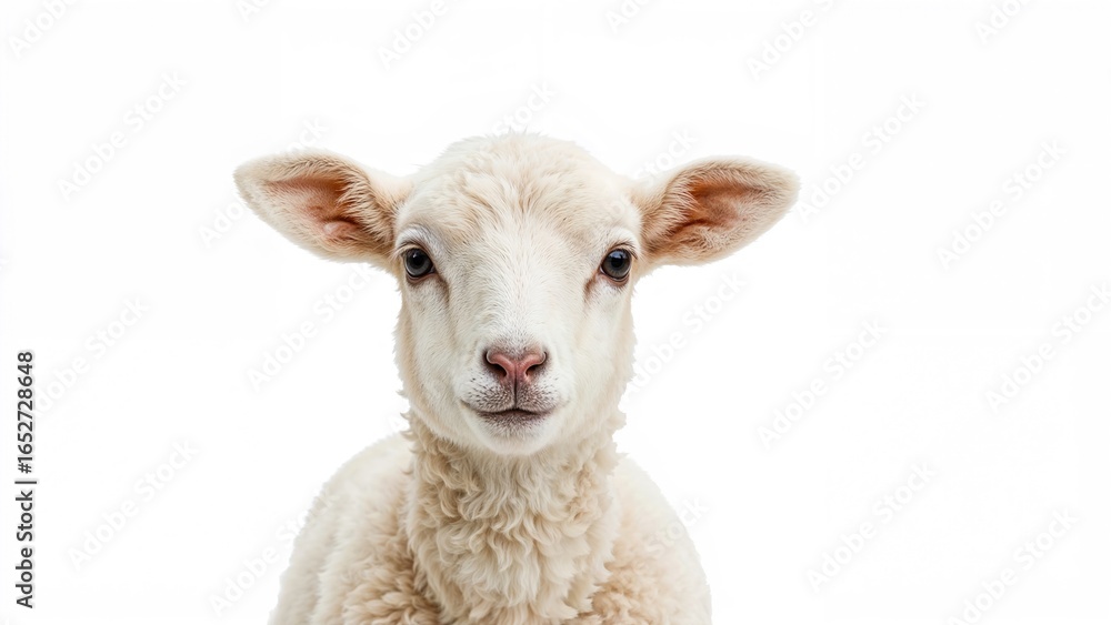 Fototapeta premium Sheep positioned before a blank backdrop