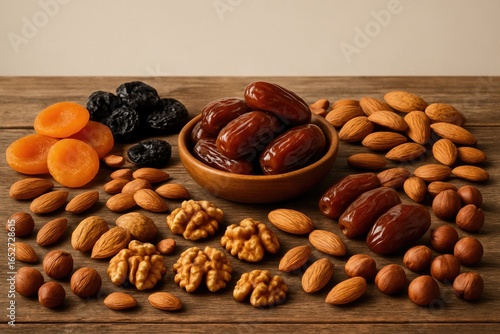 A variety of dried fruits a...