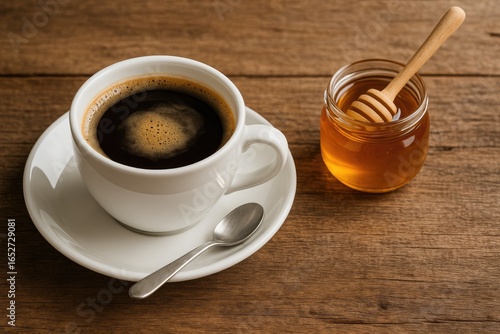 Steaming coffee with honey ...