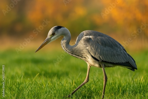 Grey Heron in action during...
