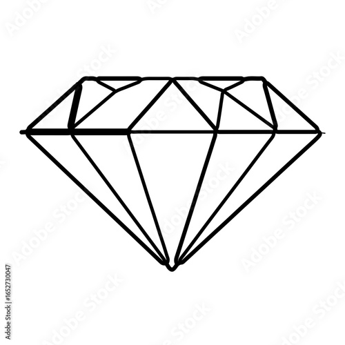Simple Outline of a Cut Diamond Gemstone