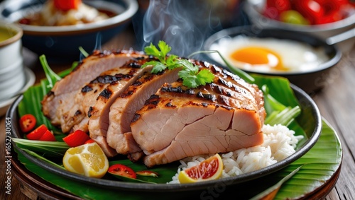 Breakfast served with smoky...