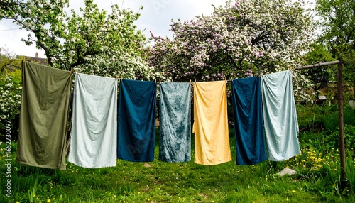 Wallpaper Mural Colorful sheets drying outdoors Torontodigital.ca