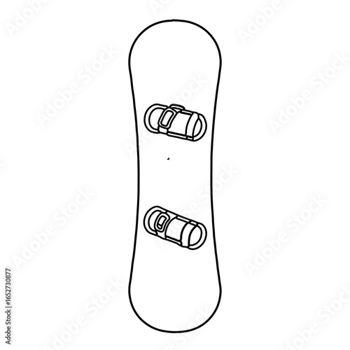 Line Art Snowboard with Bindings, Overhead View