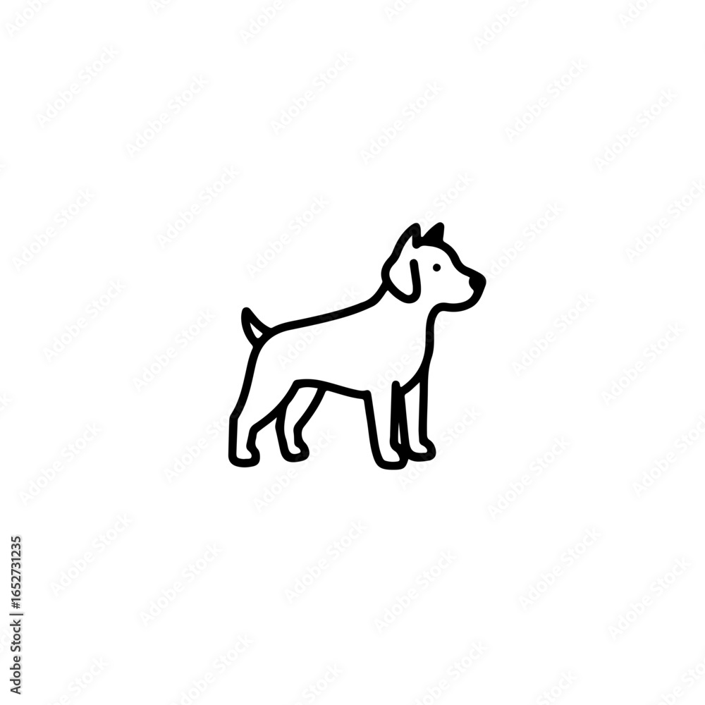 Simple Outline of a Dog in a Standing Profile Pose. Simple Outline of a Dog in a Standing Profile Pose.