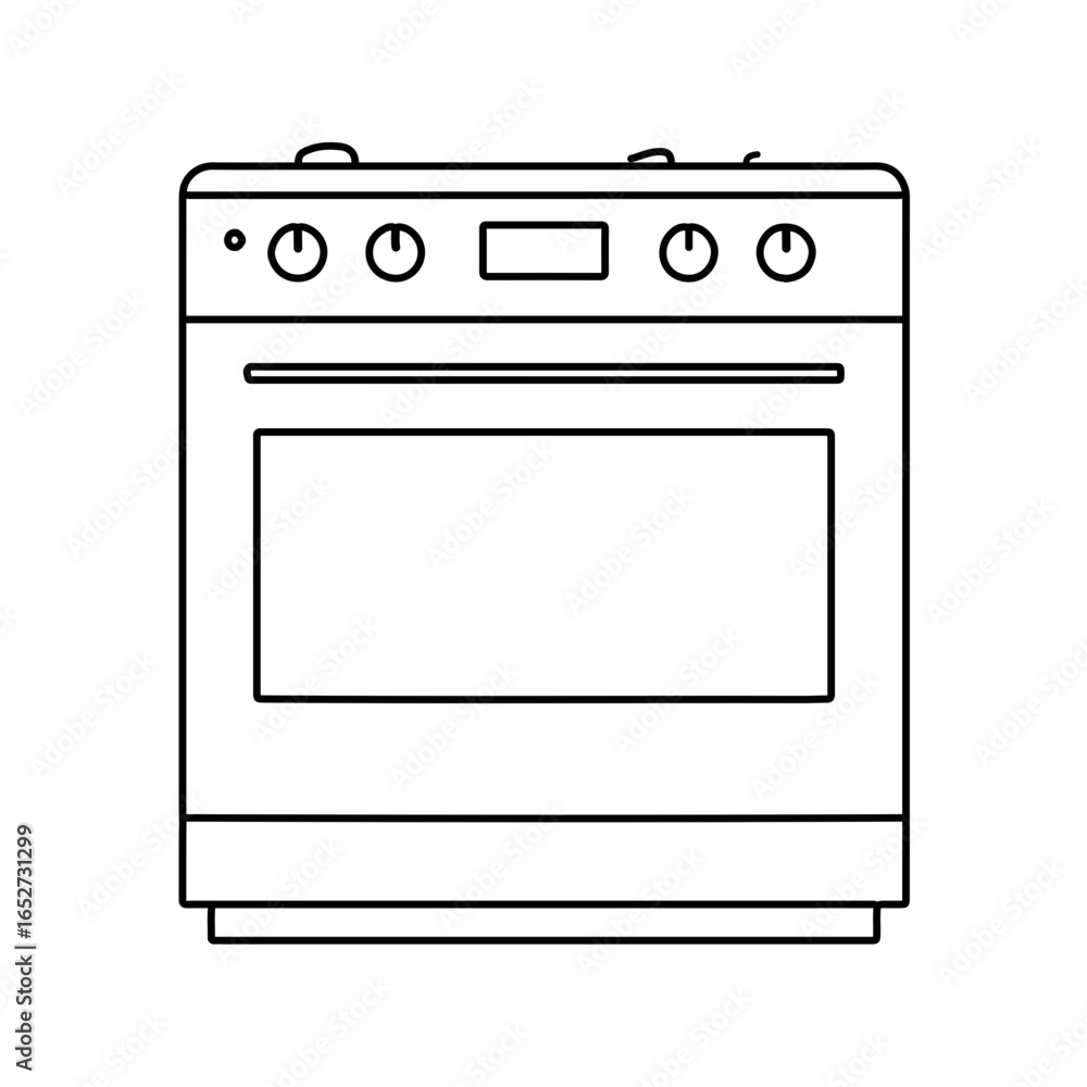 Line Art Illustration of a Modern Freestanding Oven Line Art Illustration of a Modern Freestanding Oven