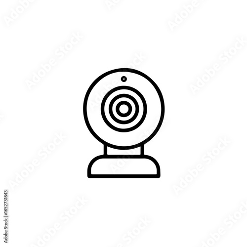 Simple Black and White Webcam Icon for Digital Communication and Video Calls