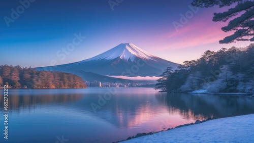 Dawn at a serene lake with ...