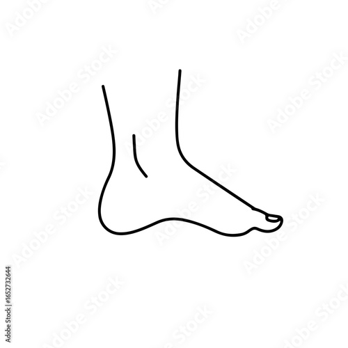 Minimalist line drawing of a human foot, showcasing the arch and toes