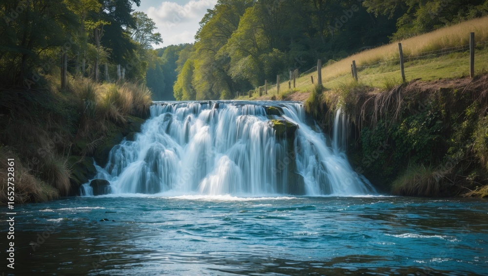 Fototapeta premium Picturesque waterfall surrounded by nature