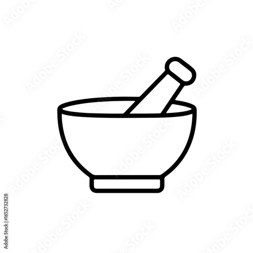 Simple Line Art Illustration of a Mortar and Pestle