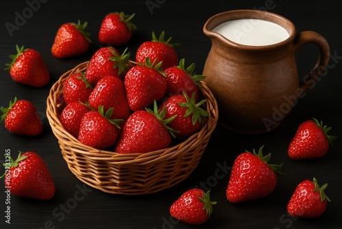 Fresh ripe strawberries wit...