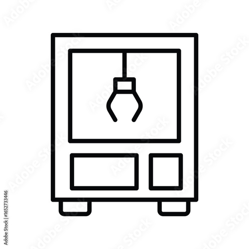 Minimalist Outline of a Vending Machine with Claw Grabber Style Design