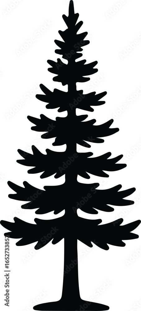 Obraz premium Vector Illustrator Evergreen Pine Tree Forest Conifer Graphic Element Silhouette