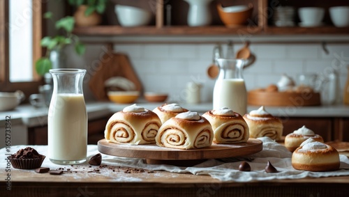 Freshly baked sweet rolls p...