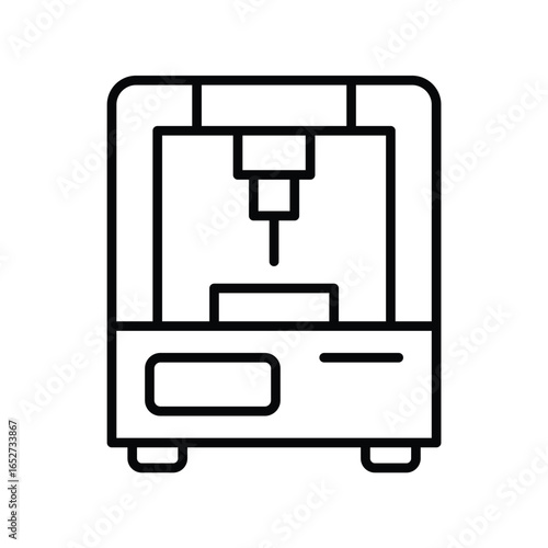 Simple Line Art of a 3D Printer with Clean Design Elements