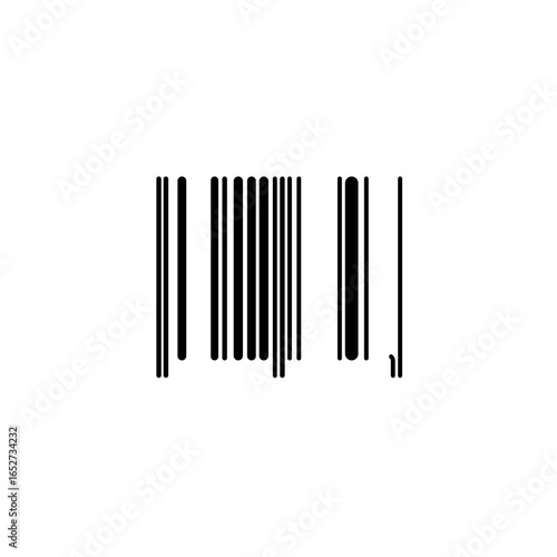 Minimalist barcode illustration with varying line widths and spacing on transparent background