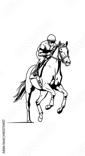 Wallpaper Mural Jockey riding a horse during a race isolated on white background Torontodigital.ca