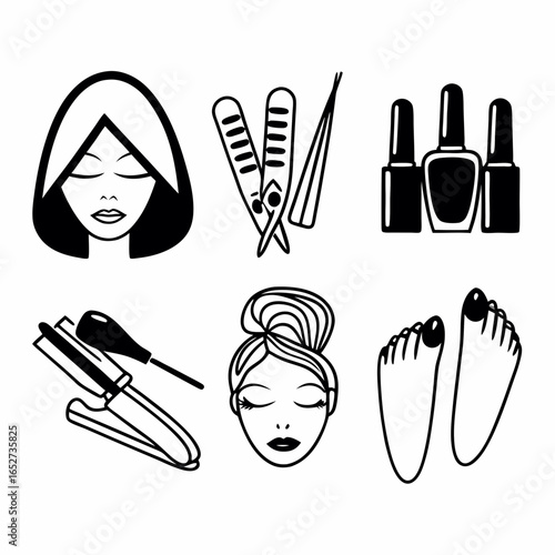 Nail manicure and pedicure tools isolated on white background nail polish, foot care, cosmetic, beauty salon for style and fashion