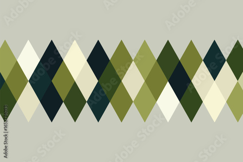 Abstract background featuring a row of diamond shapes in shades of green and beige on a light gray base