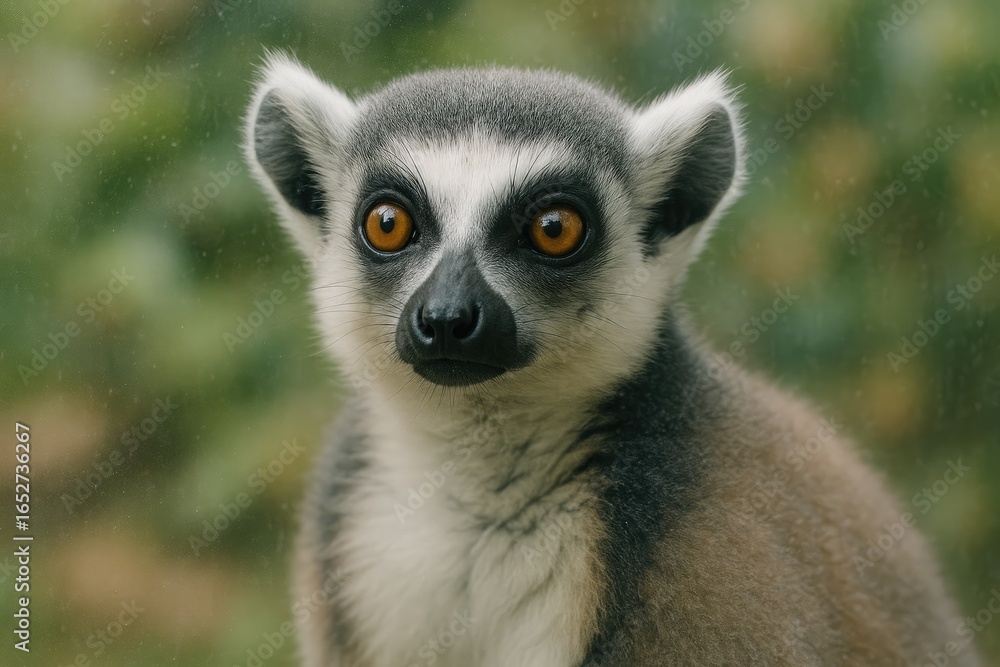 Obraz premium Captured view of a lemur behind glass