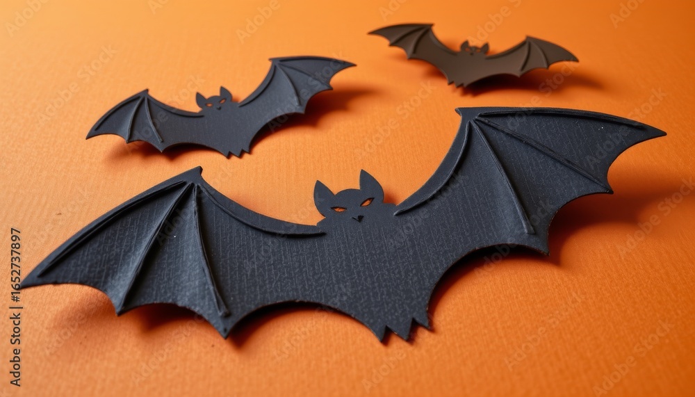 Fototapeta premium Action-packed papercraft bats creative studio art display indoor environment close-up view highly detailed render