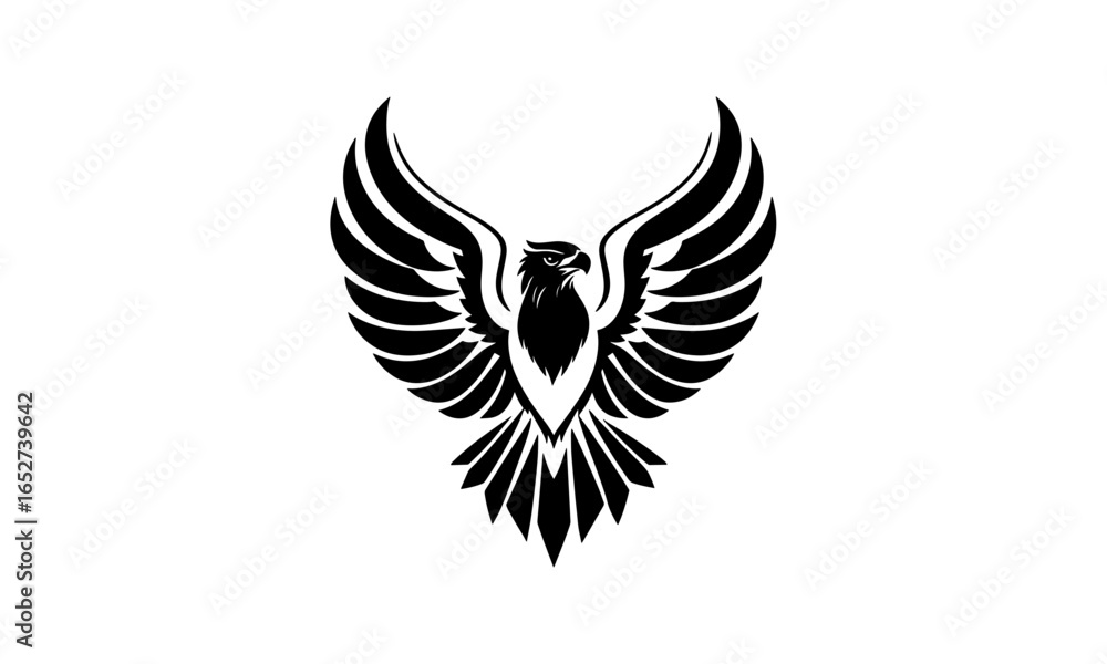 Obraz premium Vector eagle silhouette. Eagle wings icon. Simple eagle logo.