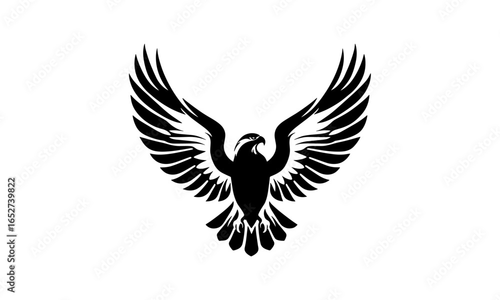 Obraz premium Vector eagle silhouette. Eagle wings icon. Eagle wings logo.