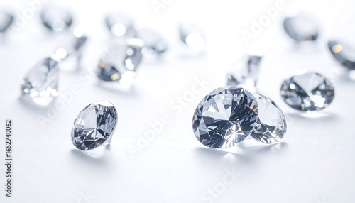 Sparkling diamonds on a white background