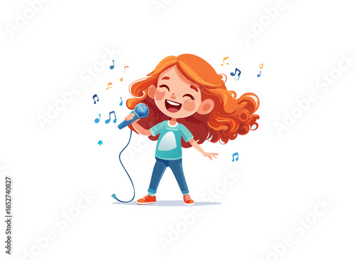 girl singing with microphone