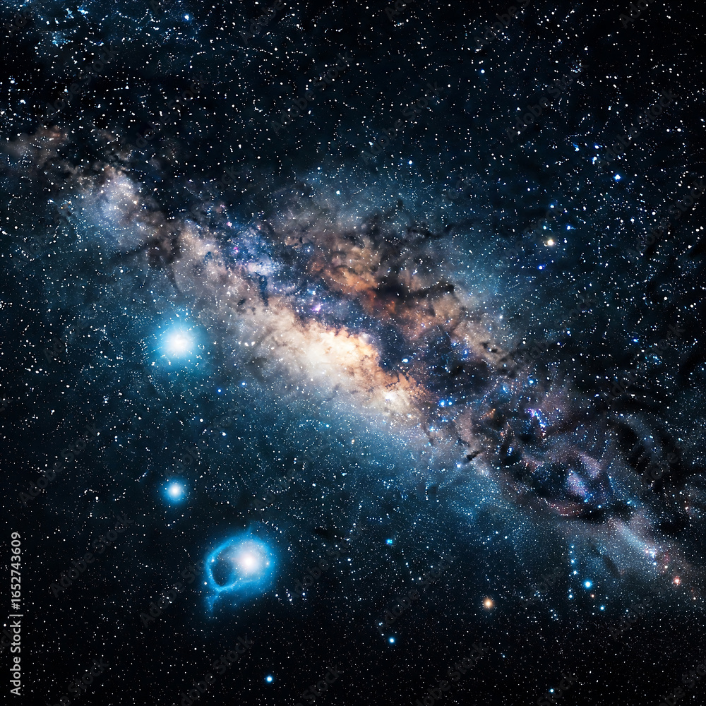 Obraz premium The Milky Way Galaxy with Bright Stars and Nebulae