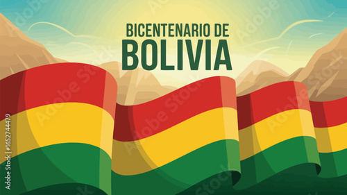 Bolivia Bicentennial Celebration with National Flag