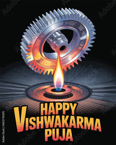 Happy Vishwakarma Puja Industrial Tools Worship Engineering Festival