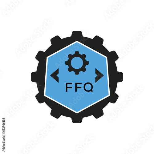 FFQ Industrial Gear Logo Design – Engineering, Mechanical, and Construction Branding Icon. FFQ Letter Logo.
